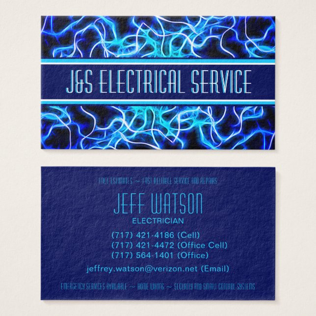 Tesla Coil Lightning Electrician Home Automation Visitkort (Framsida & baksida)