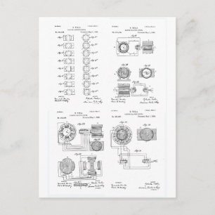 Tesla Elecro-Magnet Motor Patent US381968, s. 1-4 Vykort