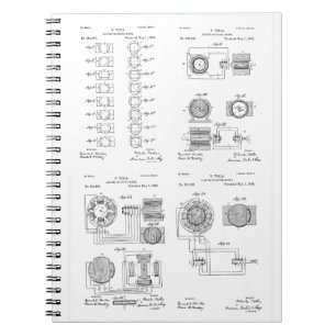 Tesla Elecro-Magnet motoriskt patent US381968 p Anteckningsbok Med Spiral