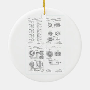 Tesla Elecro-Magnet motoriskt patent US381968 p Julgransprydnad Keramik