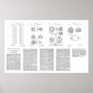 Tesla Elecro-Magnet motoriskt patent US381968 p Poster