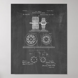 Tesla Electro Magnetic Motor Patent - kretskort Poster