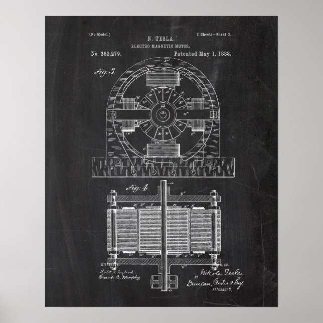 Tesla Electro Motor Patent Poster (Framsidan)