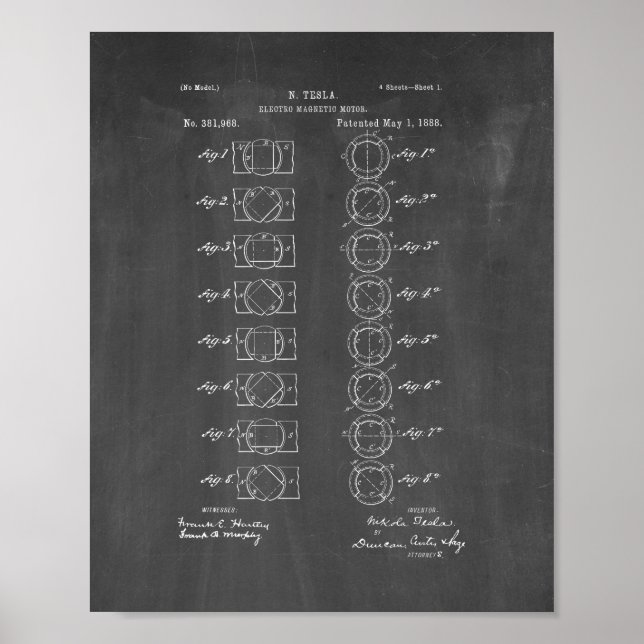 Tesla-elektromagnetiskt motorpatent - kretskort poster (Framsidan)