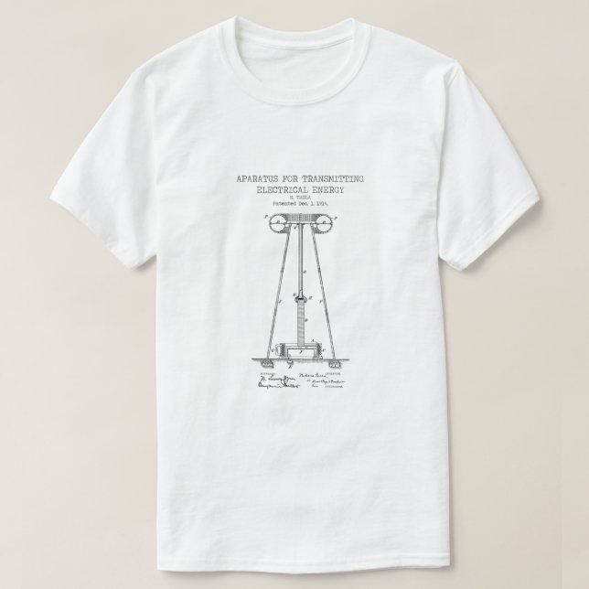 Tesla Energy Transmitter-patent T Shirt (Design framsida)