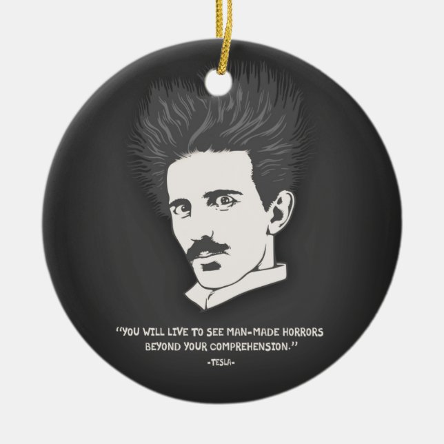 Tesla - fasa julgransprydnad keramik (Framsidan)