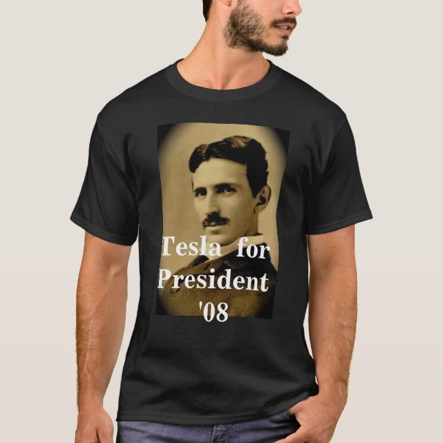 Tesla för president '08 - mörk tee shirt (Framsida)