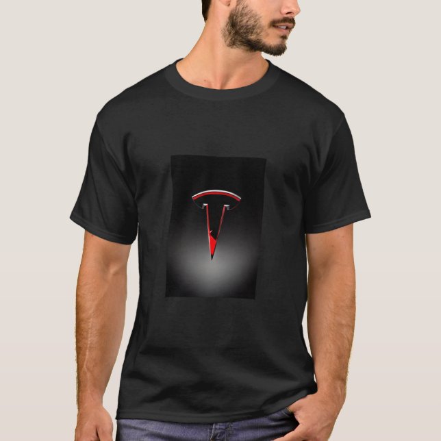Tesla-inspirerad och svart logotyp t shirt (Framsida)