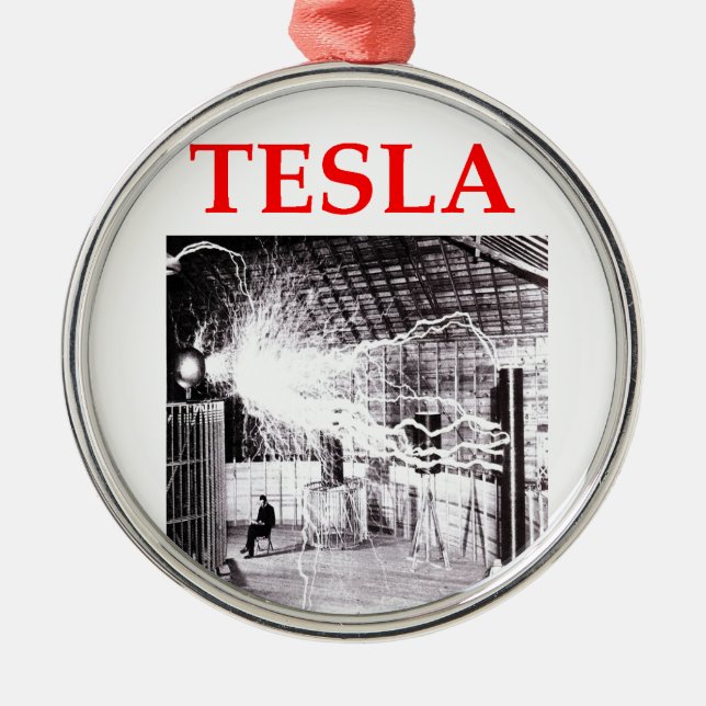 tesla julgransprydnad metall (Framsidan)