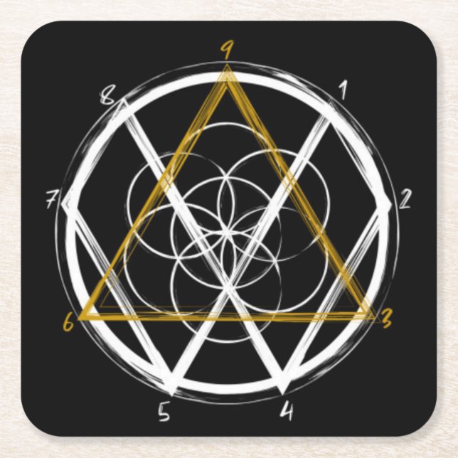 Tesla-kod  underlägg papper kvadrat (Framsidan)