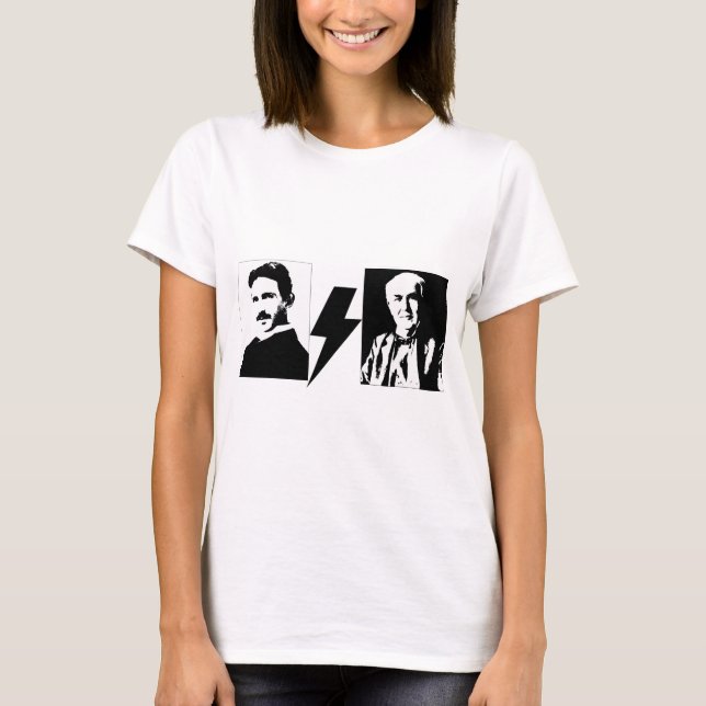 Tesla och Edison - original AC/DC. T-shirt (Framsida)