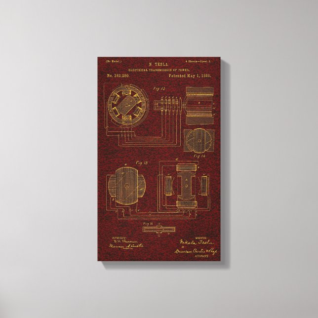 Tesla Patent 00382280 Sht 3 Canvastryck (Framsida)
