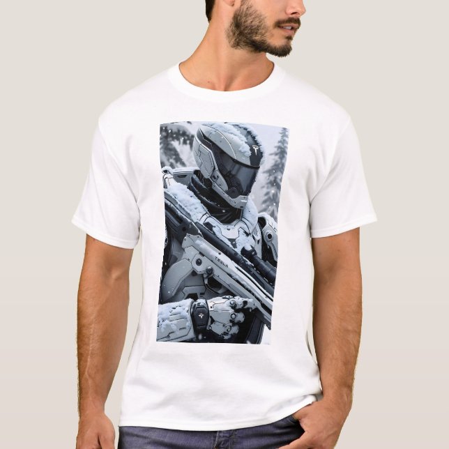 Tesla Robot Armored Tshirt T Shirt (Framsida)