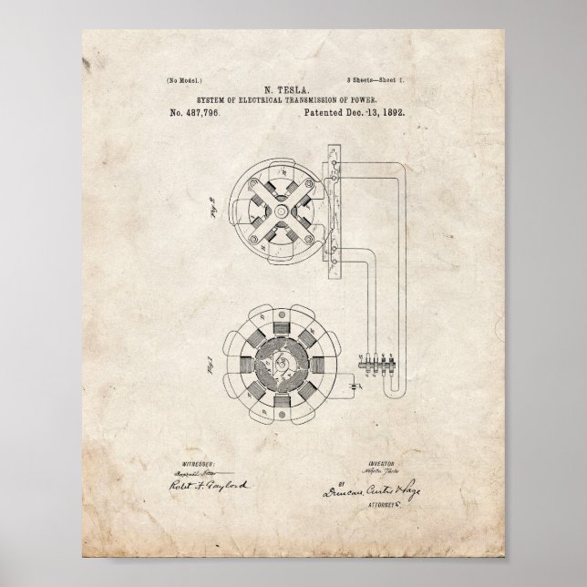 Tesla System of Electrical Transmission Patent - O Poster (Framsidan)