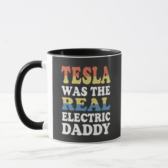 Tesla Var Den Riktiga Elektriska Pappan Rolig EV-E Mugg (Vänster)