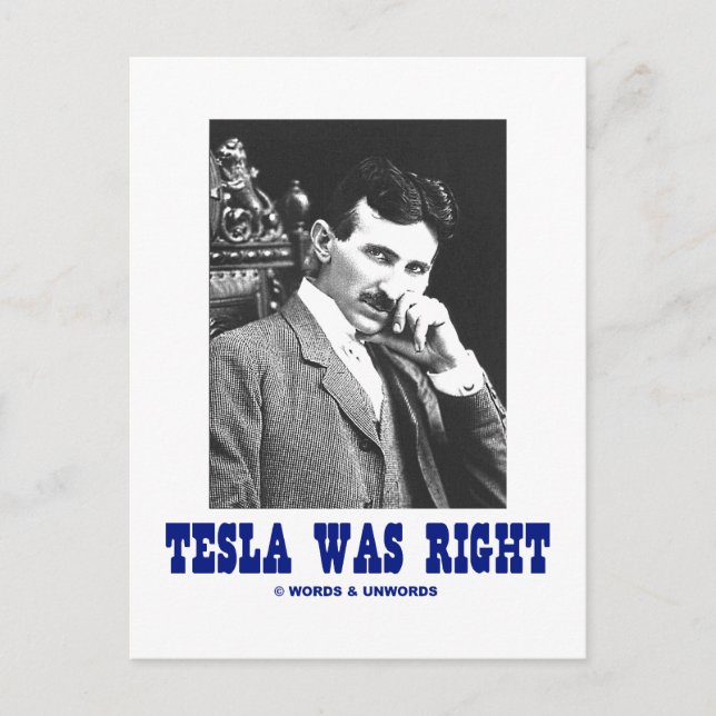 Tesla var Höger (Nikola Tesla) Vykort (Framsida)