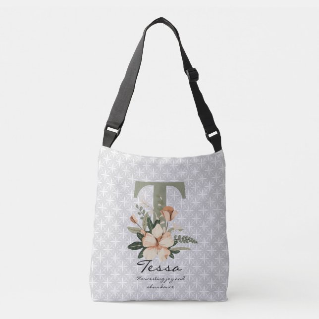 Tessas ymniga blomning - Boho blomster monogram Axelväska (Framsida)