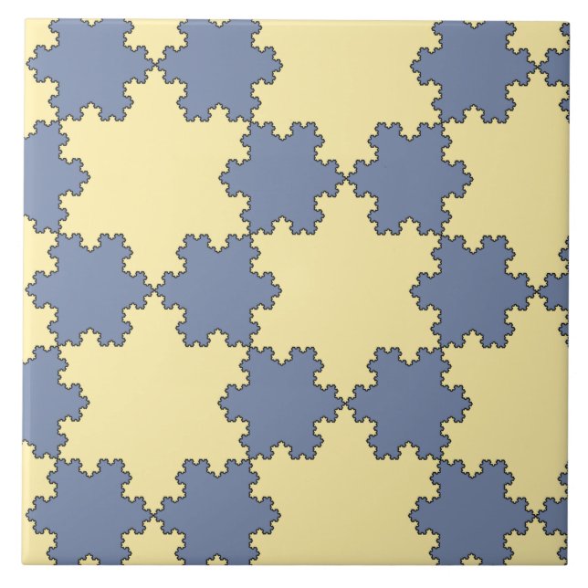 Tessellated Koch Snöflingor (Fractal Mönster) Kakelplatta (Framsidan)
