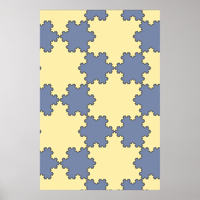 Tessellated Koch Snöflingor (Fractal Mönster) Poster (Framsidan)