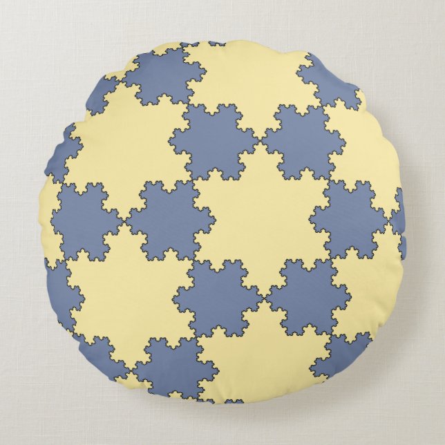 Tessellated Koch Snöflingor (Fractal Mönster) Rund Kudde (Framsidan)