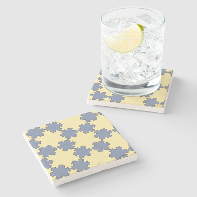 Tessellated Koch Snöflingor (Fractal Mönster) Stenunderlägg (Sidan)