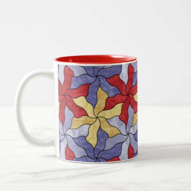Tessellulerade glasblommor Två-Tonad mugg (Vänster)