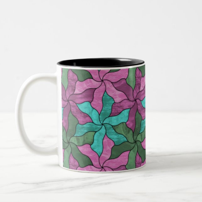 Tessellulerade glasblommor Två-Tonad mugg (Vänster)