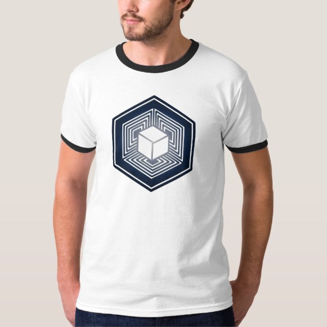 Tesseract, 4D Hypercube, Hyperwürfel, Crop Circle T-shirt (Framsida)