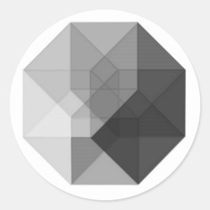 Tesseract (gråskala) runt klistermärke
