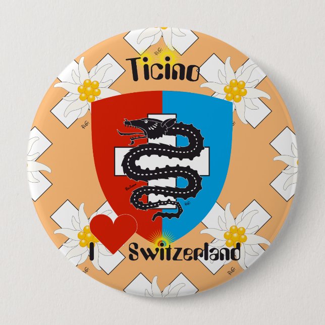 Tessin - Ticino - Schweiz - Svizzera Button Knapp (Framsida)