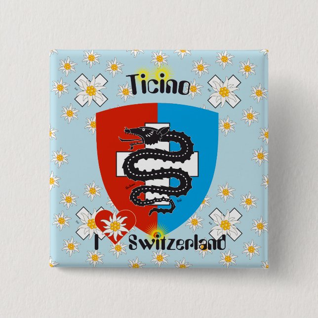 Tessin - Ticino - Schweiz - Svizzera Button Knapp (Framsida)