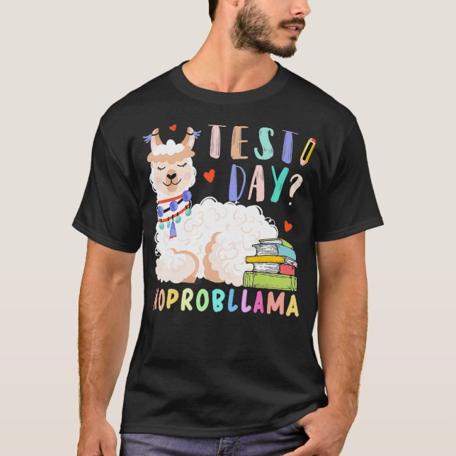 Test Day No Probllama Llama Teacher Teaching Testi T Shirt (Framsida)