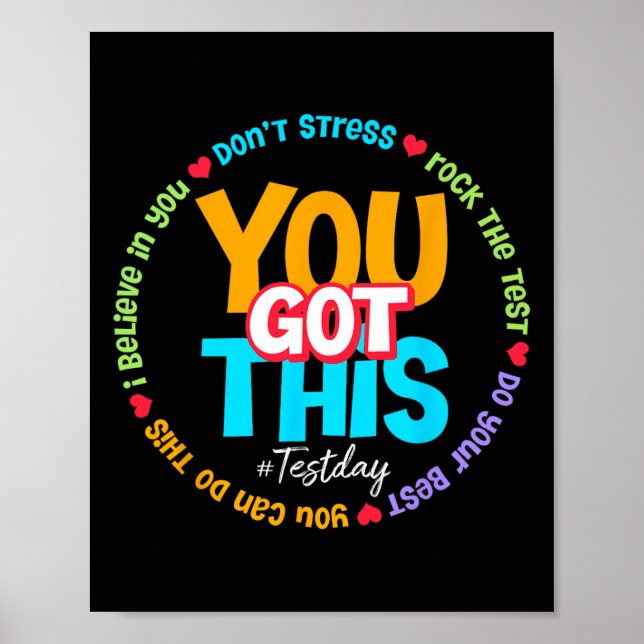 Test Day Rock The Test Teacher Testing Day You Got Poster (Framsidan)