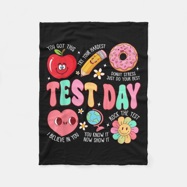 Test Day Rock The Test Testing Day Motivational Te Fleecefilt (Framsidan)