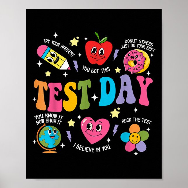 Test Day Rock The Test Testing Day Motivational Te Poster (Framsidan)