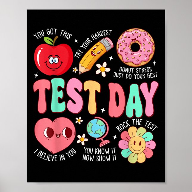 Test Day Rock The Test Testing Day Motivational Te Poster (Framsidan)