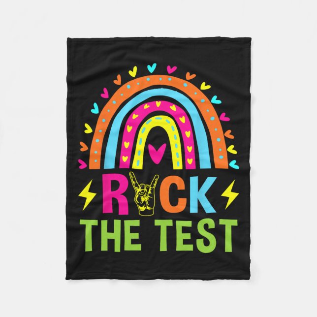 Test Rainbow Testing Day Motivational Teacher Fleecefilt (Framsidan)