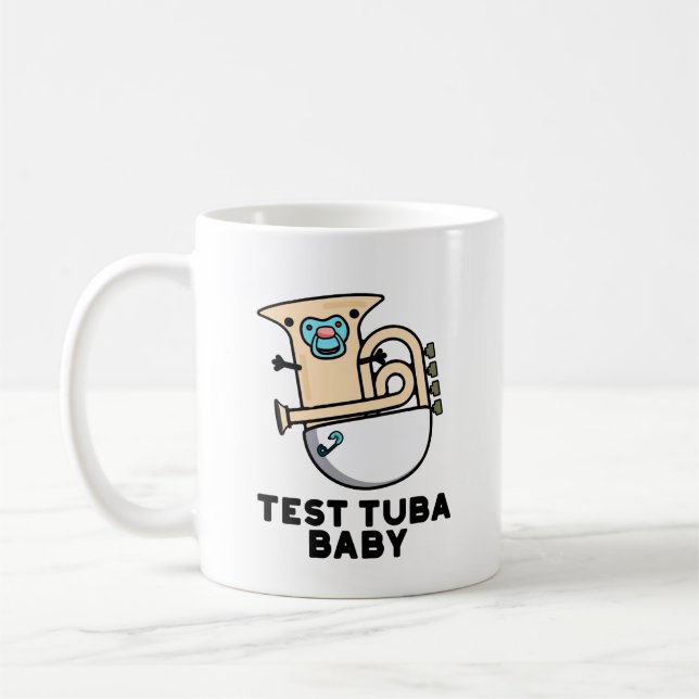 Test Tuba Baby Funny Science Tuba Pun Kaffemugg (Vänster)