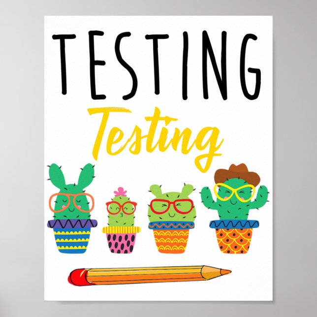 Testa Cute Cactus State Test Day Studenter Teache Poster (Framsidan)