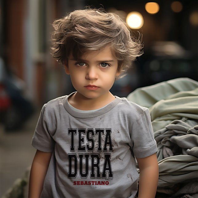Testa Dura (hård huvud) Stubborn Funny Italienska T Shirt (Testa Dura (Funny way of saying "Hard Headed" or "Stubborn" in Italian)
Baby Tee)