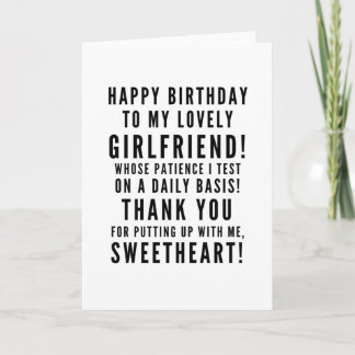Testa flickvänntålamod grattis på födelsedagen kort