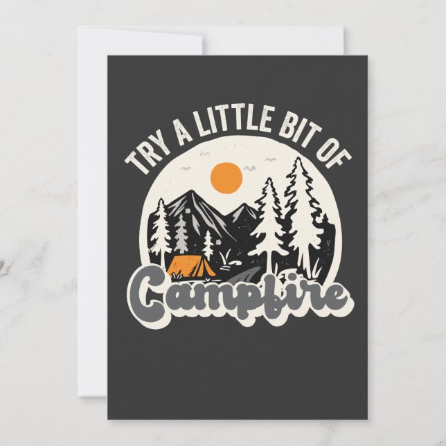 Testa lite Campfire Roligt Utomhus Vandring Inbjudningar (Framsida)