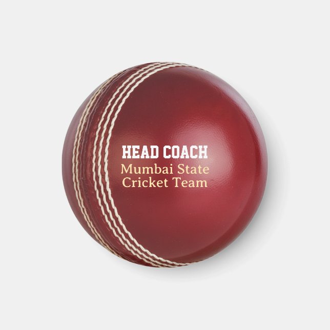 Testa matcha Red Cricket Boll med Anpassningsbar T Magnet (Framsidan)