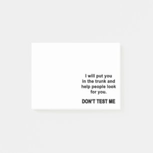 Testa mig inte post-it block