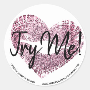 Testa mig med Lipstick rosa hjärta Sticker Runt Klistermärke