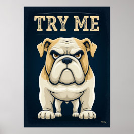 Testa Mig – Rolig Ilsken Bulldoggs Tecknad Karaktä Poster