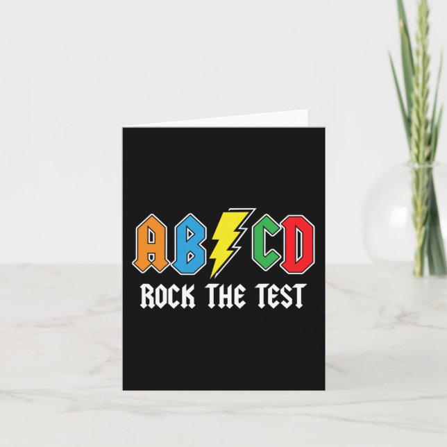 Testa Retro Abcd Rock Testdagen Rolig Skola  Kort (Framsida)