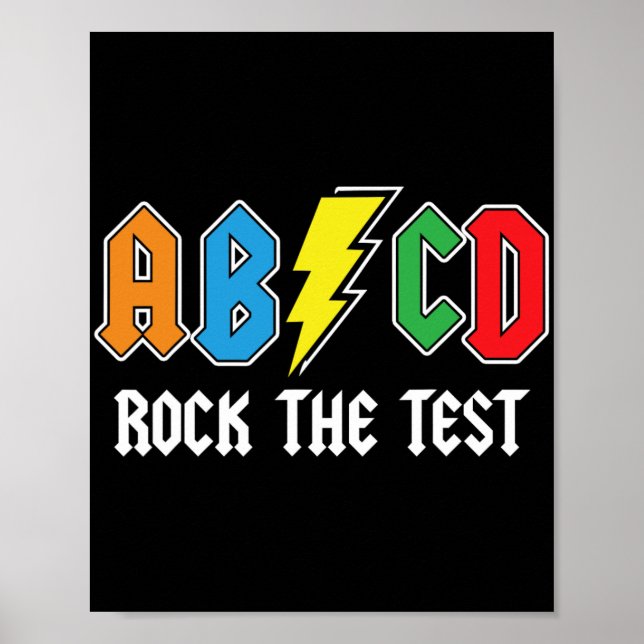 Testa Retro Abcd Sten vid testdagen Poster (Framsidan)