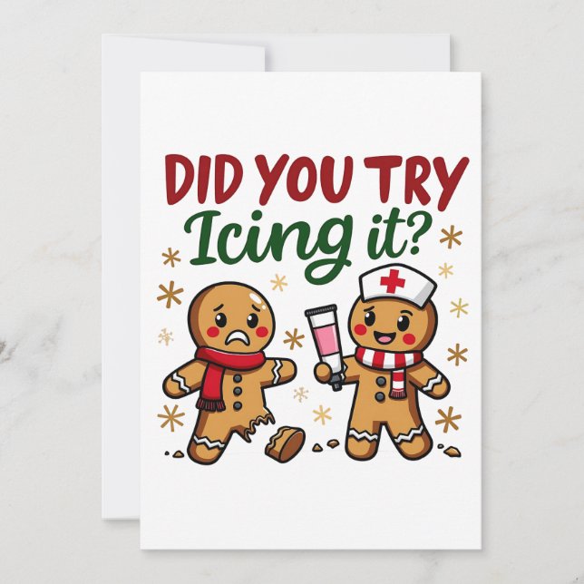 Testade du att frysa det Roligt Gingerbread Sjuksk Inbjudningar (Framsida)