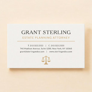 Testamentsplaneringsadvokat Neutral Beige Guld Visitkort